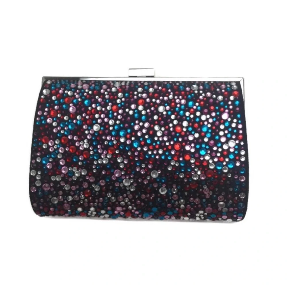 NWT INC Loryy Colorful Rhinestone Embellished Sparkle Clutch